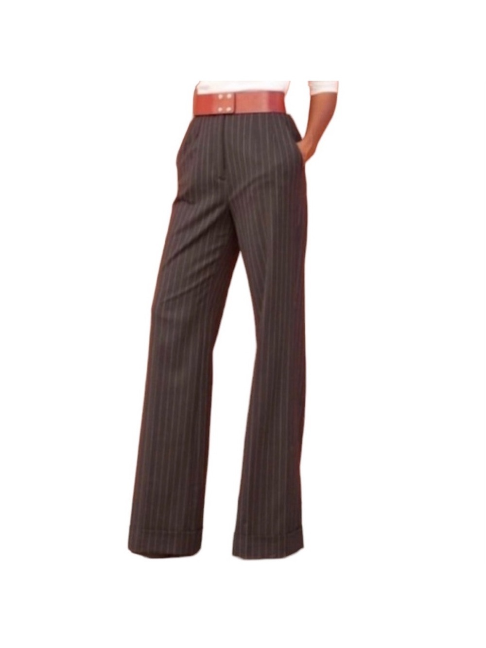 CAbi Mid-Rise Pinstripe Wide Leg #652 Woven Career Dress Pant Trouser, 12